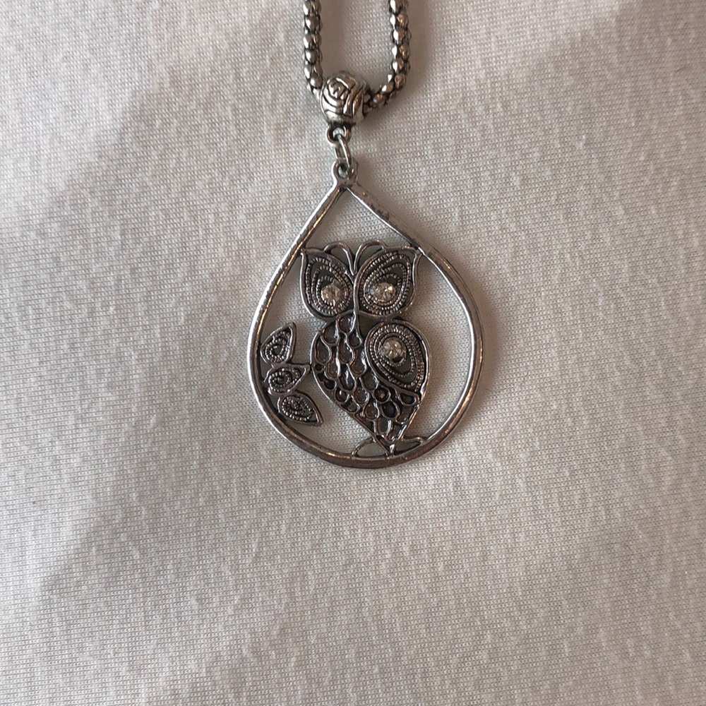Silver owl necklace